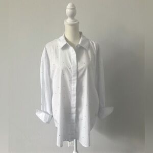 I.N.C. White Rhinestone Studded Blouse